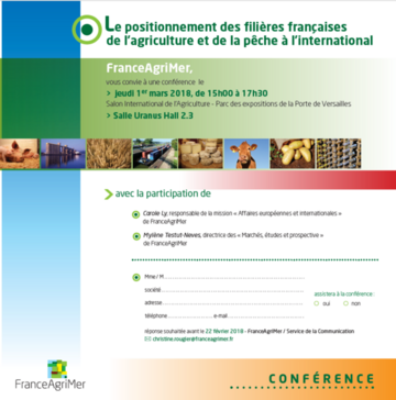 Conférence au SIA 2018 : Le positionnement des filières françaises de l’agriculture et de la pêche à l’international