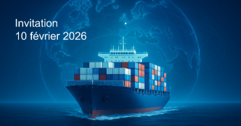 Image graphique illustrative avec bateau de fret