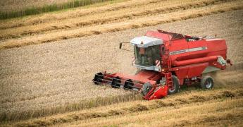 Moissons en cours dans un champ de blé