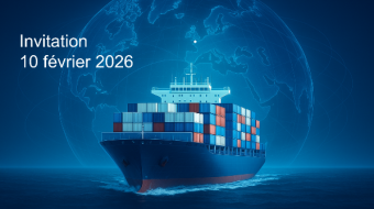 Image graphique illustrative avec bateau de fret