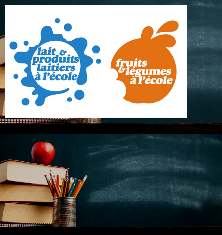 Logo lait et fruits à l'école