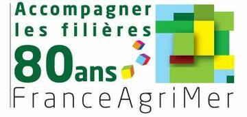 Logo Aniversaire de franceagrimer pour les 80 ans d'accompagnement des filières agricoles et de la pêche